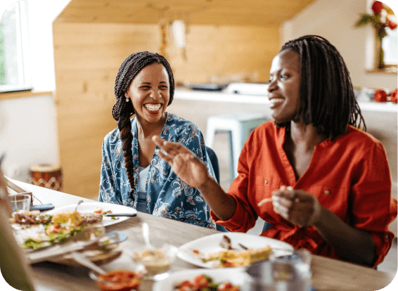 Friends enjoying Whole Harvest Meal Box